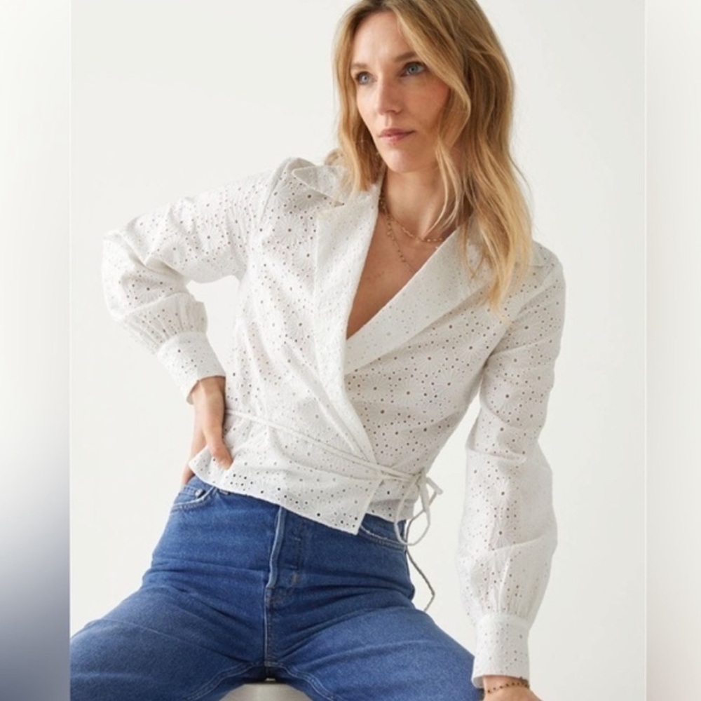 & Other Stories Notch Collar Eyelet Blouse